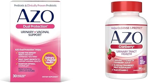 AZO Protección dual Soporte urinario + vaginal* Prebiotic Plus Probiótico para mujeres clínicamente probado Comienza a trabajar en 24 horas Sin