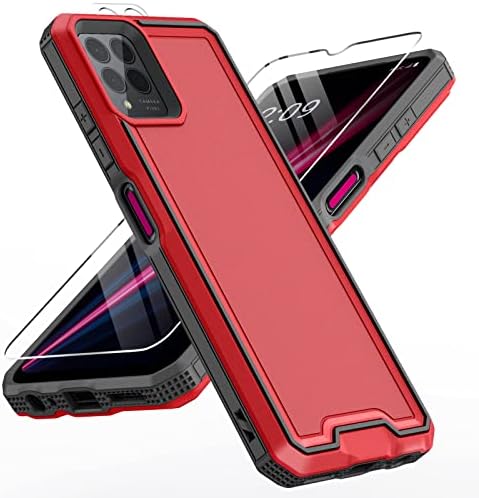 LEKEVO for REVVL 6 Pro 5G Case: with Screen Protector, Military Grade Drop Proof Shockproof Cover Dual Layer Heavy Duty Rugged Protective Phone Shell (Red)