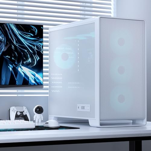 Image of GOLDEN FIELD WindChaser Computer Case Micro ATX Mid Tower Chassis - Fully Mesh Panel with Tool-Free Design, 360mm Radiator | 180mm CPU Cooler | 410mm GPU | USB3.0 | Type-C, Gaming PC Case -White
