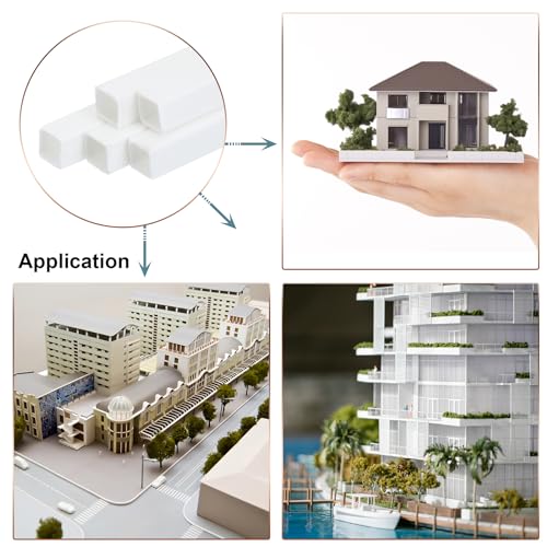 Image of MECCANIXITY 5pcs 20 inch Plastic Model Tube ABS Solid Square Bar 0.2 inchx0.2 inch White Easy Processing for Architectural Model Making DIY