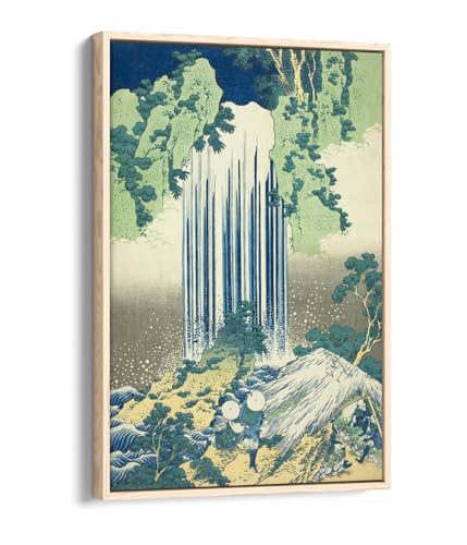 Yoro Waterfall in Mino Province Toile Hokusai Cadre Chêne pour mur vide et triste