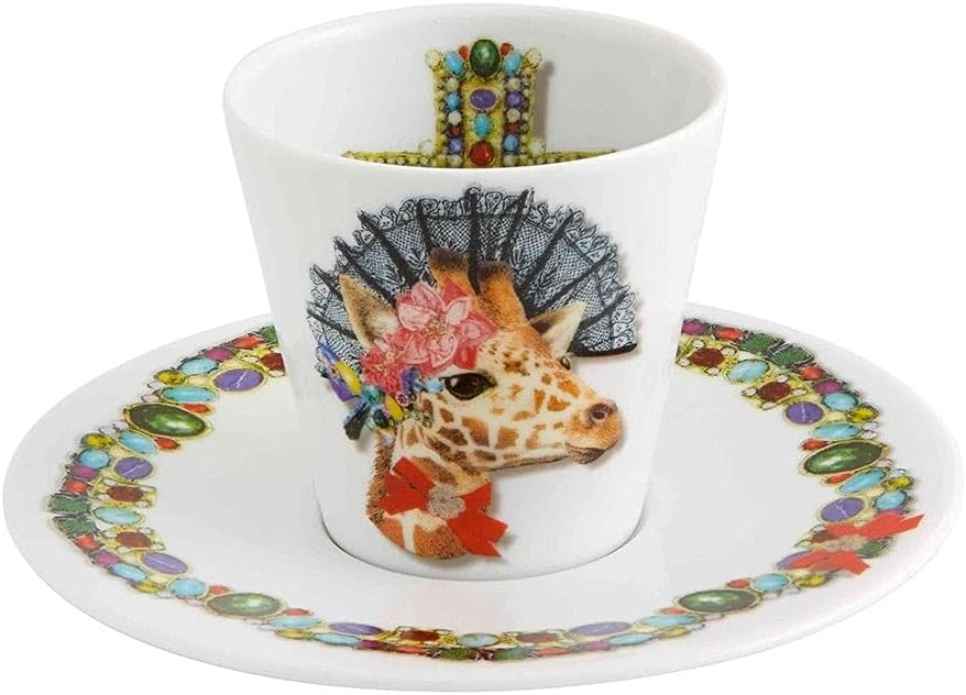 Vista Alegre Christian Lacroix Love Who You Want Porcelain Espresso Cup and Saucer, Set of 4
