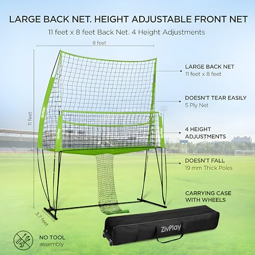 Volleyball Training Equipment Volleyball Practice Net Equipment Serve Trainer Net 11x8ft Wide for Hitting and Serving Practice at Backyard with 4 Adjustable Heights
