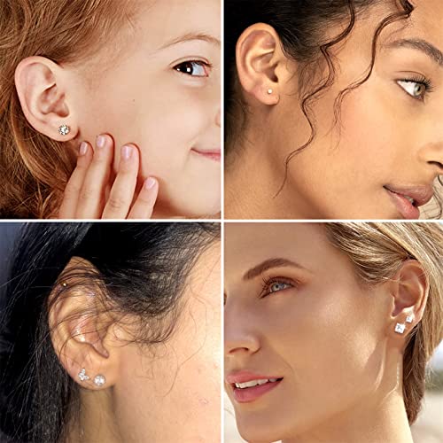 10 Pairs Stainless Steel Flat Back Stud Earrings Set for Women Hypoallergenic 316L Surgical Steel Cubic Zirconia Stud Earring Flatback Studs Earing for Men(10 Pairs)2