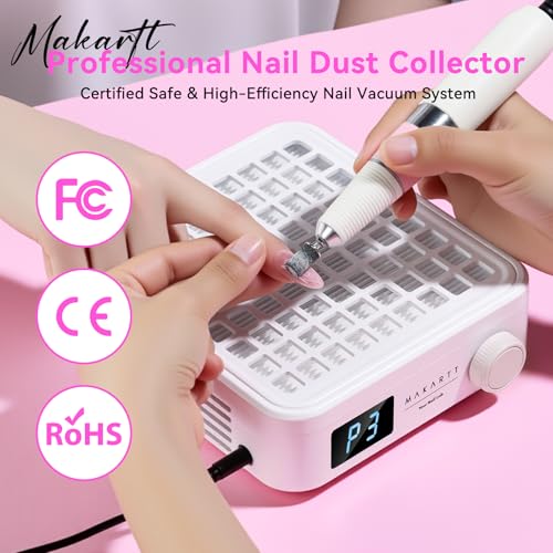 Image of Makartt PocketSized Nail Dust Collector - Powerful Dust Collector Nail Tech Quite Suction Machine for Acrylic Nails Manicure & Pedicure Salon & Home Use Includes 10pcs Filters & Dust Brush