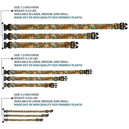 Collar para perro pequeño azul y naranja con cierre de plástico Buckle-Down Hibiscus 4