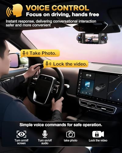 Image of 4 Channel 360 Dash Cam Front Rear and Left Right Inside, 4K+3 * 1080P Dash Camera for Cars with Free 128GB SD Card, 5.8GHz WiFi-30MB /s, 24H Parking Mode, G-Sensor, GPS, Night Vision, Voice Control
