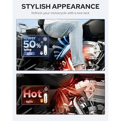 Benlari Chrome Mid Frame Air Deflectors Heat Shields Deflector 2009-2024 Compatible for Harley Davidson Touring Street Glide Road Glide Electra Glide Road King Ultra Limited Tri Glide CVO
