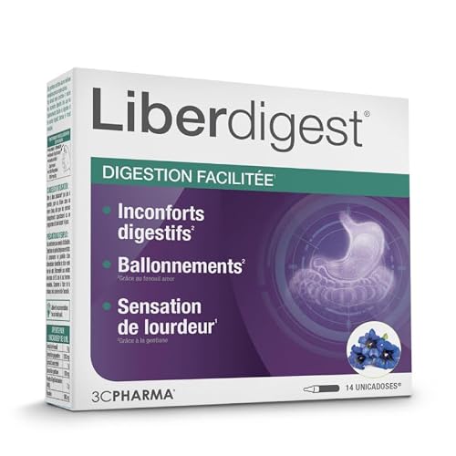 LIBERDIGEST | Complément Digestif aux Extraits Naturels | Ballonnements, Inconforts Digestifs et Lourdeur | Format Unicadose Pratique | Boite de 14 Unicadoses - 3C PHARMA