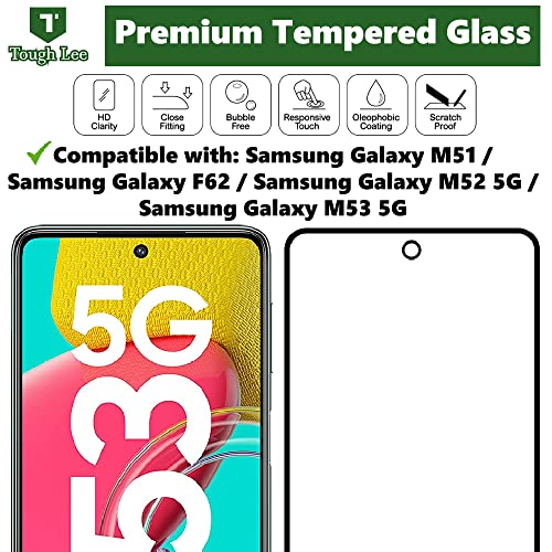 Tough Lee Full Screen Coverage Tempered Glass for Samsung Galaxy M55 5G / M53 5G / M51 / F62 / M52 5G With Easy Installation Kit; Pack of 1 2 51daFvzHW3L