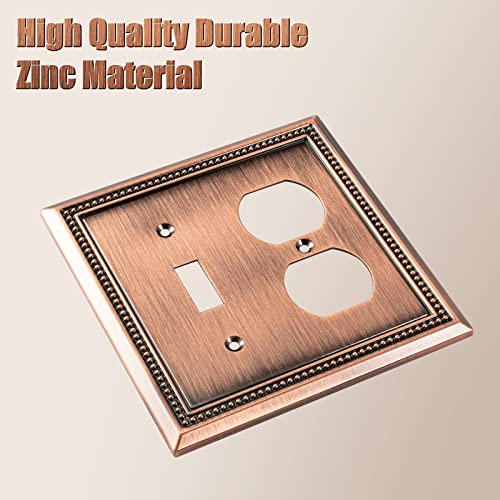 Image of Henne Bery Sunken Pearls Heavy Duty Decorative Wall Plate Switch Plate Outlet Cover (Toggle /Duplex, Antique Copper)