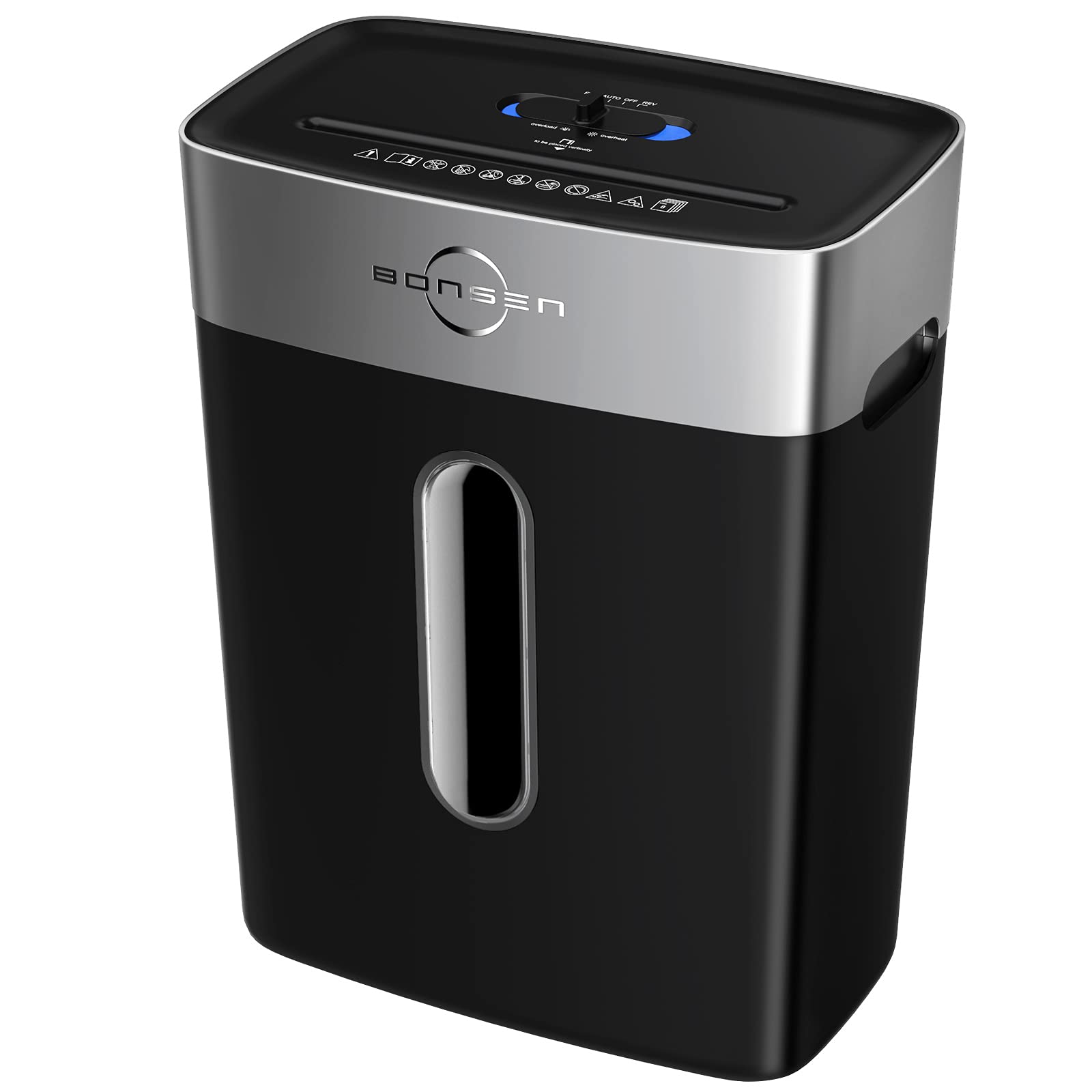 BONSEN Paper Shredder for Home Use, 8-Sheet Cross Cut Credit Card Shredder, Small Shredder for Home Office, 4 Gallons Wastebasket with Transparent Window, High Security Level P-4, Black (S3101)