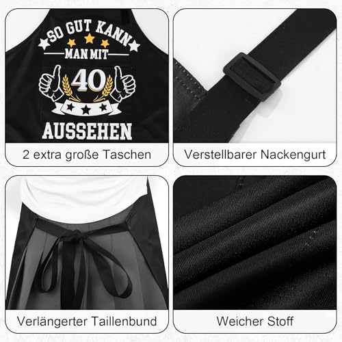 Livdouyu 40 Geburtstag Geschenk Männer Kochschürze Herren Grillschürze Lustig Geschenke zum 40 Geburtstag Mann 40. Geburtstag Schürze Damen Geschenkideen Geburtstagsgeschenk
