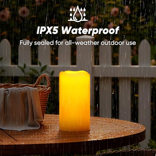 Image of Homemory Large Solar Candles Outdoor Waterproof, 4 inchx8 inch, Dusk to Dawn, Solar Powered Flameless Candles for Outdoor, Lanterns