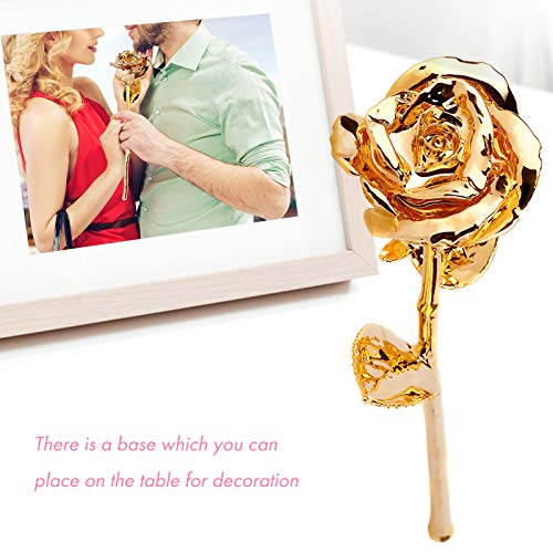 Ejoyous 24K Gold Plated Real Rose Preserved Long Stem Eternity Rose Flower, Forever Rose Gift For Her Women Wife Mom Girlfriend On 25Th 50Th Anniversary Wedding Birthday Mothers Day Christmas Day #TOP2