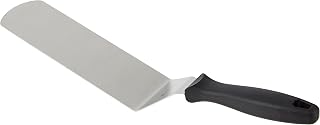 FMProfessional Espátula de Cocina Profesional para Plancha y Horno, Paleta Cocina de Acero Inoxidable y Mango de Poliamida, Color Inoxidable y Negro, 39x7 cm, 1 Ud.