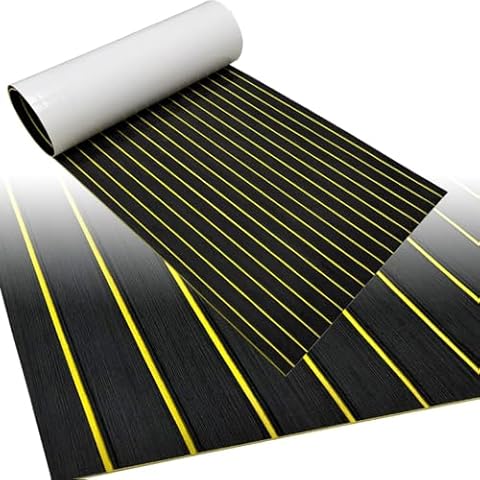 HZCHIONE Boat Flooring EVA Foam Boat Floor Boat Decking Faux Teak Marine Carpet Self-Adhesive Non-Slip for Swim Platform Jon Boat Motorboat RV Yacht Kayak Pontoon 94x45''/35''/21''/16'' Cover