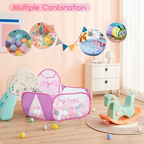 Eocolz Kids Ball Pit Large Pop Up Childrens Ball Pits Tent for Toddlers Playhouse Baby Crawl Playpen with Basketball Hoop and Zipper Storage Bag, 4 Ft/120CM, Balls Not Included 2 51daGQfOUJL. AC