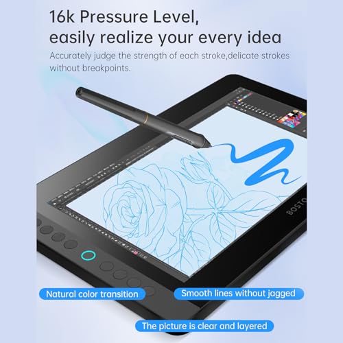 Tableta de dibujo gráfica portátil BT-13HDK de 13,3" con panel digital antirreflejo LED 6