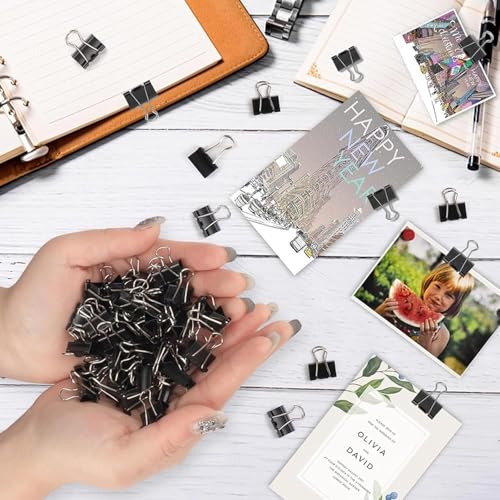 150 Pcs Black Small Binder Clips, 0.75 Inch Mini Binder Clips - 19mm Metal Clips Office Supplies for Organizing Documents and Papers image 1