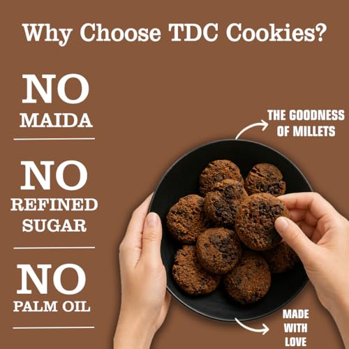 Image of THE DOUGH CORNER Multi Millet Chocolate Chocochip Cookies I Gluten-Free I High Protein I Packed with Dietary Fiber I No Palm Oil, No Sugar, No Maida | Sweetened With Jaggery I Superfood Snacks-200Gm