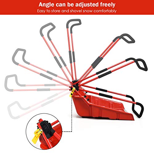 Goplus Snow Scoop, 26" X 24" Folding Snow Shovel, Sleigh Shovel With U-Handle & Wheels For Backyard Walkways Driveway, No Assembly Needed (Red) #TOP2
