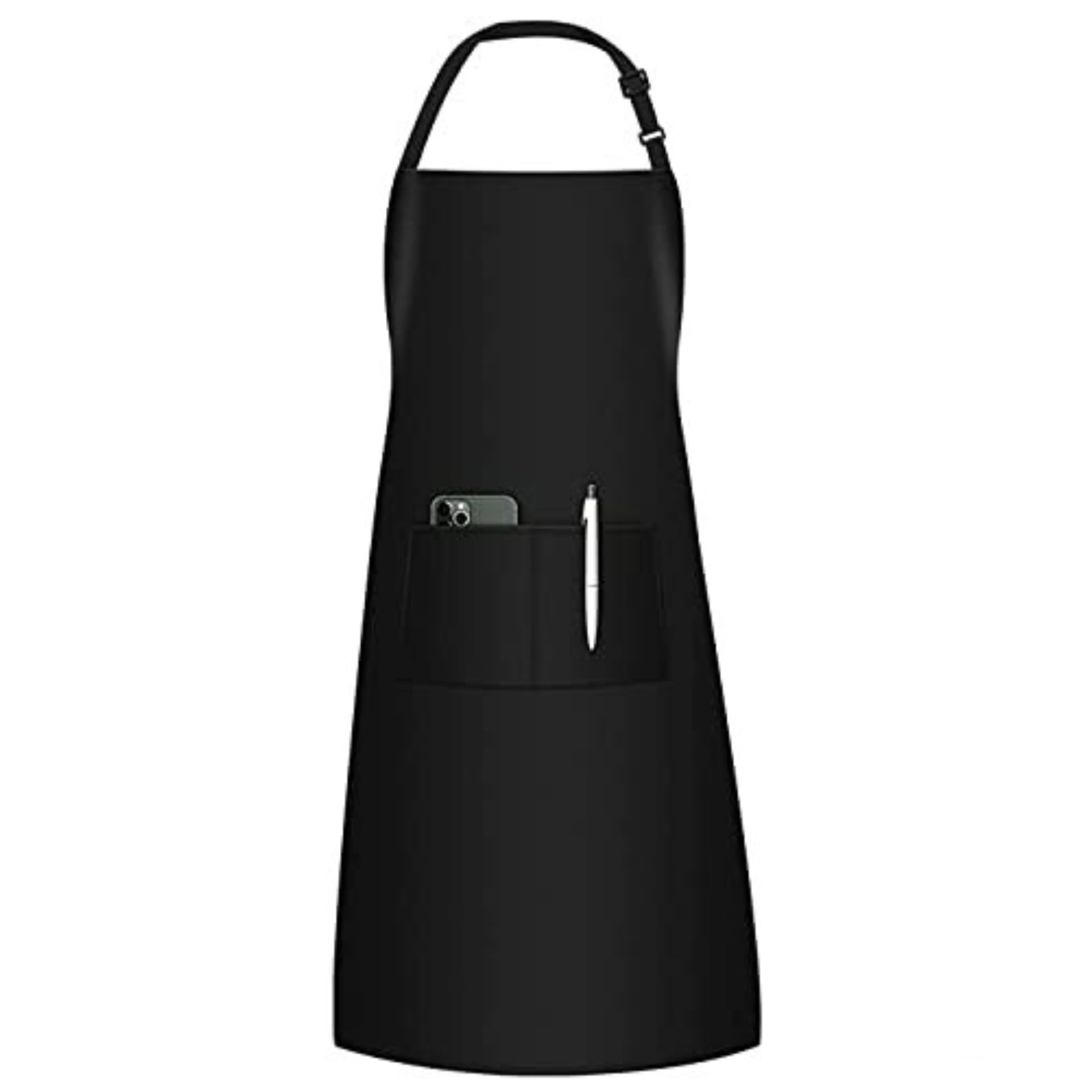 Kitchen Apron Adjustable Bib Apron with 2 Pockets, Unisex Cooking Aprons for Home Kitchen, Baking, Restaurant, Coffee house BBQ - Black