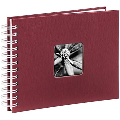 Hama Fotoalbum 24x17 cm (Spiral-Album mit 50 weißen Seiten, Fotobuch mit Pergamin-Trennblättern, Album zum Einkleben und Selbstgestalten) bordeaux Cover