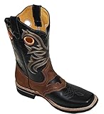 Men cowboy Genuine Cowhide Leather square toe rodeo western BOOTS