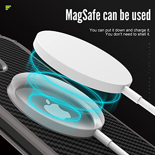 Gooodidear Back Hollow Heat Dissipation Case Cover For Iphone 12 Pro Max, Shockproof Armor Bumper Lens Protector Support Magsafe Charger Aluminum Alloy Metal Carbon Fiber Case For Iphone 12 Pro Max #TOP2