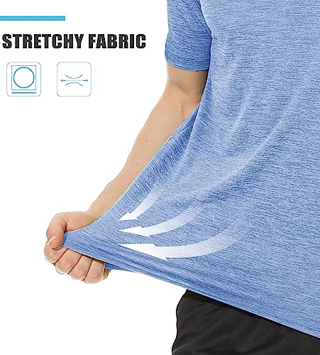 Tacvasen Mens Tee Shirt Crew Neck T Shirts Casual Shirts Short Sleeve Shirts Outdoor Shirts Big And Tall Shirts Workout Shirts For Men Gym Light Blue #TOP4