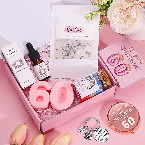 Bath Set 60th Birthday Gifts for Women, Unique Skin Care Happy 60th Birthday Hampers for Her Pamper Gifts Basket for 60 Year Old Women, Female 60th Birthday Presents Ideas for Women Best Friend Sister - Image 3