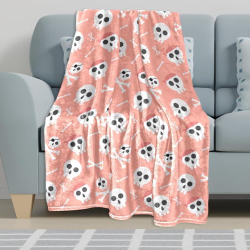 Couverture Plaid Chaude Douce Crâne Rose jeté de lit et divan