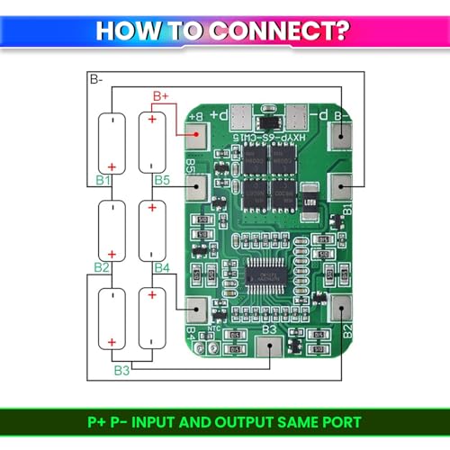 Image of amiciSolar 6S 22.2V 14A Lithium Battery BMS Protection Board with Cell Balancing | For 6-Cell 18650 Li-ion Packs | Overcharge, Over-Discharge & Short-Circuit Safety for DIY Battery Packs