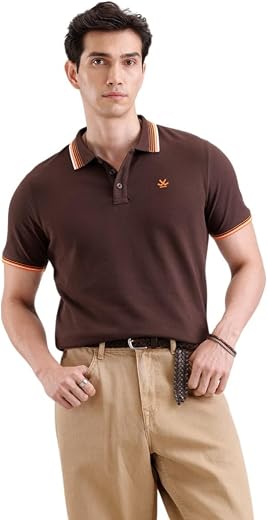 WROGN Men's 100% Cotton Polo T-Shirt | Tipped Collar | Slim Fit