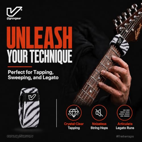 Image of Gruv Gear FretWraps Wild 'Zebra' String Muter 1-Pack, Extra Large, Zebra Print
