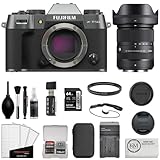 FUJIFILM X-T50 Mirrorless Camera | Charcoal Silver Bundled with Sigma 18-50mm f/2.8 DC DN Contemporary Lens + Charger + 64GB Memory Card + UV Filter + Starter Kit + Cleaning Cloth (7 Items)