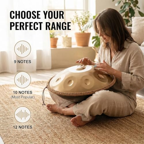 Handpan de 10 Notas 432Hz 22 Pulgadas D Minor Kurd Acero miniatura 6