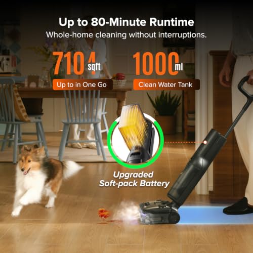 Image of roborock F25 Steam Wet Dry Vacuum Mop Combo, 356F Steam Cordless Vacuum Cleaner, 25000 Pa Suction for Hard Floor, 203F Self-Cleaning Electric Mop, 80 Min Long Runtime for Whole-House Cleaning
