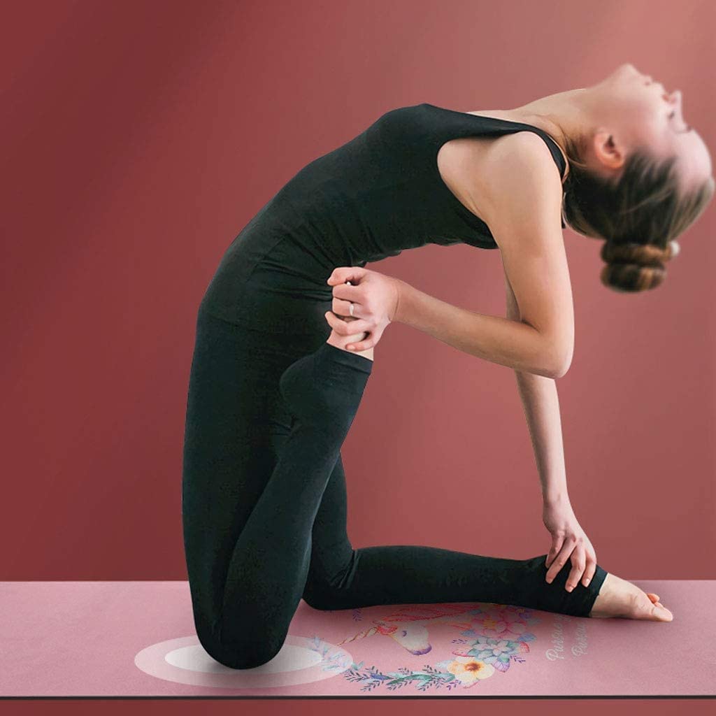 Habiba Ligero Esterilla de Yoga portátil, Ante Antideslizante TPE Gimnasia Deporte Salud Perder Peso Fitness Esterilla de Ejercicios, Esterilla de Entrenamiento Plegable de Doble Uso Regalo