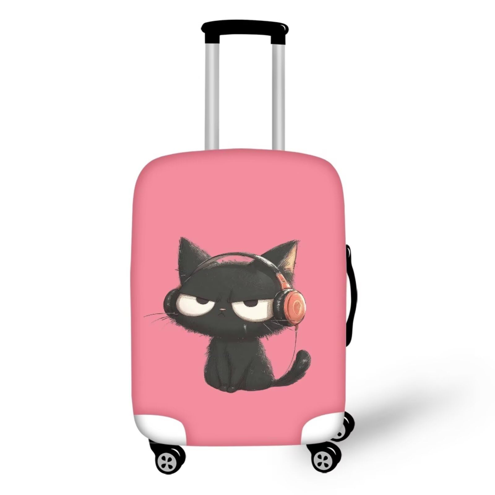 Ystardream Funny Black Cat Suitcase Cover for Women Stylish Prints Stain and Scratch Moon Resistant Luggage Cover Protect your Luggage Tidy Suitable for Working,M