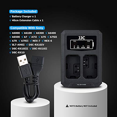 Np-Fw50 Dual Battery Charger,Compatible With Sony Zv-E10 A6500 A6400 A6300 A6100 A6000 A7Rii A7R A7Ii A7 A7Sii A7S Rx10 Iv Rx10Iii Rx10Ii Rx10 Nex-7 Slt-A99Ii,Built-In Usb Cable+40Cm Extension Cable #TOP5