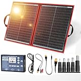 DOKIO ソーラーパネル 100w 折りたたみ セット18v 単結晶 12vバッテリー充電可 ポータブル電源対応 高効率太陽光発電パネル コントローラー付き USB出力端子 キャンプ/防災グッズ/車中泊/非常用電源