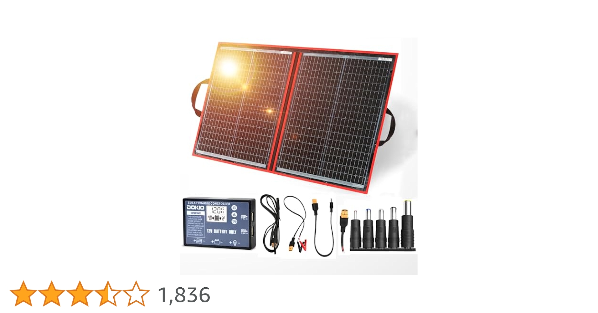 Amazon | DOKIO ソーラーパネル 100w 折りたたみ セット18v 単