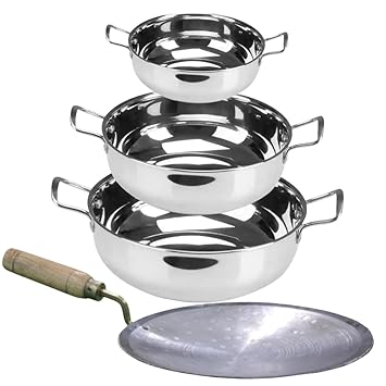 SHINI LIFESTYLE TRIPLY Induction Steel Kadhai,23cm,25cm,27cm with Loha Tawa