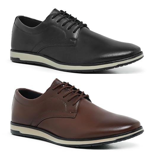 Kit 2 Pares Sapato Oxford Social Casual Moderno Elegante Masculino Preto e Marrom