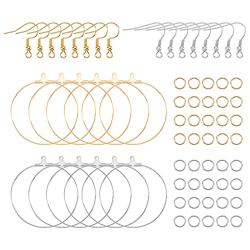 UNICRAFTALE Environ 100pcs 2 Couleurs Kit de Fabrication de Boucles d'oreilles Créoles en Acier Inoxydable 20pcs Crochets de Boucle d'oreille 40pcs Anneaux de Saut Ouverts pour la Fabrication