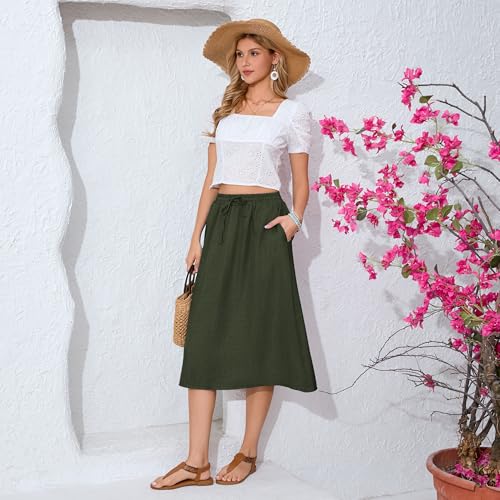 Image of Witsmile Women's Summer Pleated High Waisted Casual Flowy Skirt Pockets