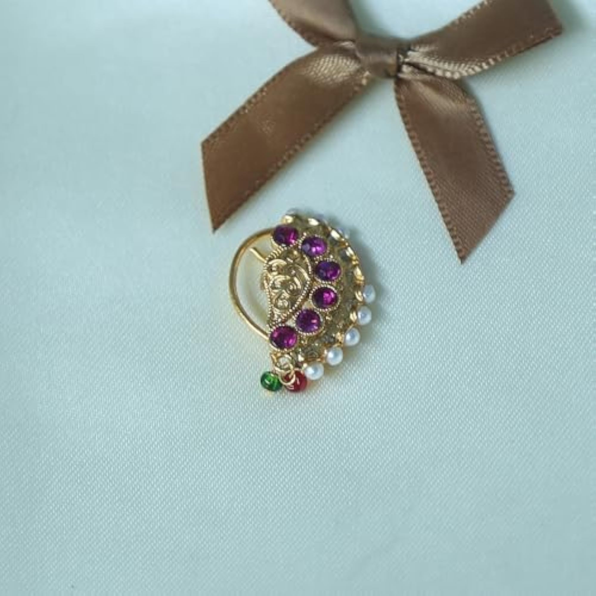 Amazing Golden Finishing Pearl Beads Maharashtrian Nath