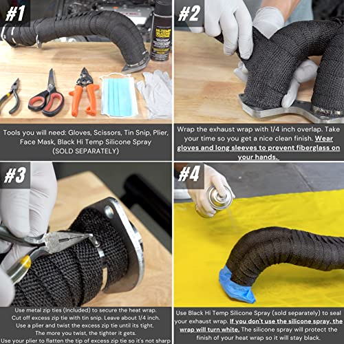 SunplusTrade Black Exhaust Wrap Roll